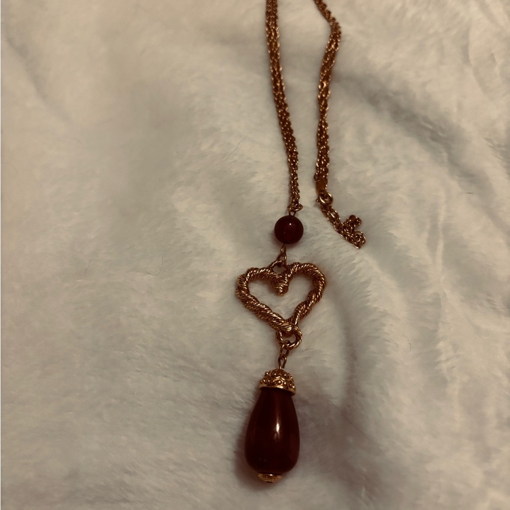 AVON Vintage Textured Rope Heart Purple Pendant Rope Chain Necklace